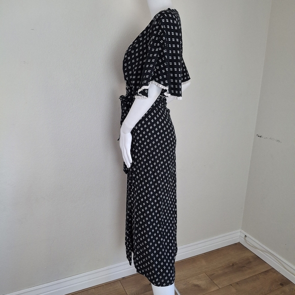 OPEN TO OFFERS Anthropologie Black Midi Wrap Dress Size M/L - Picture 8 of 13